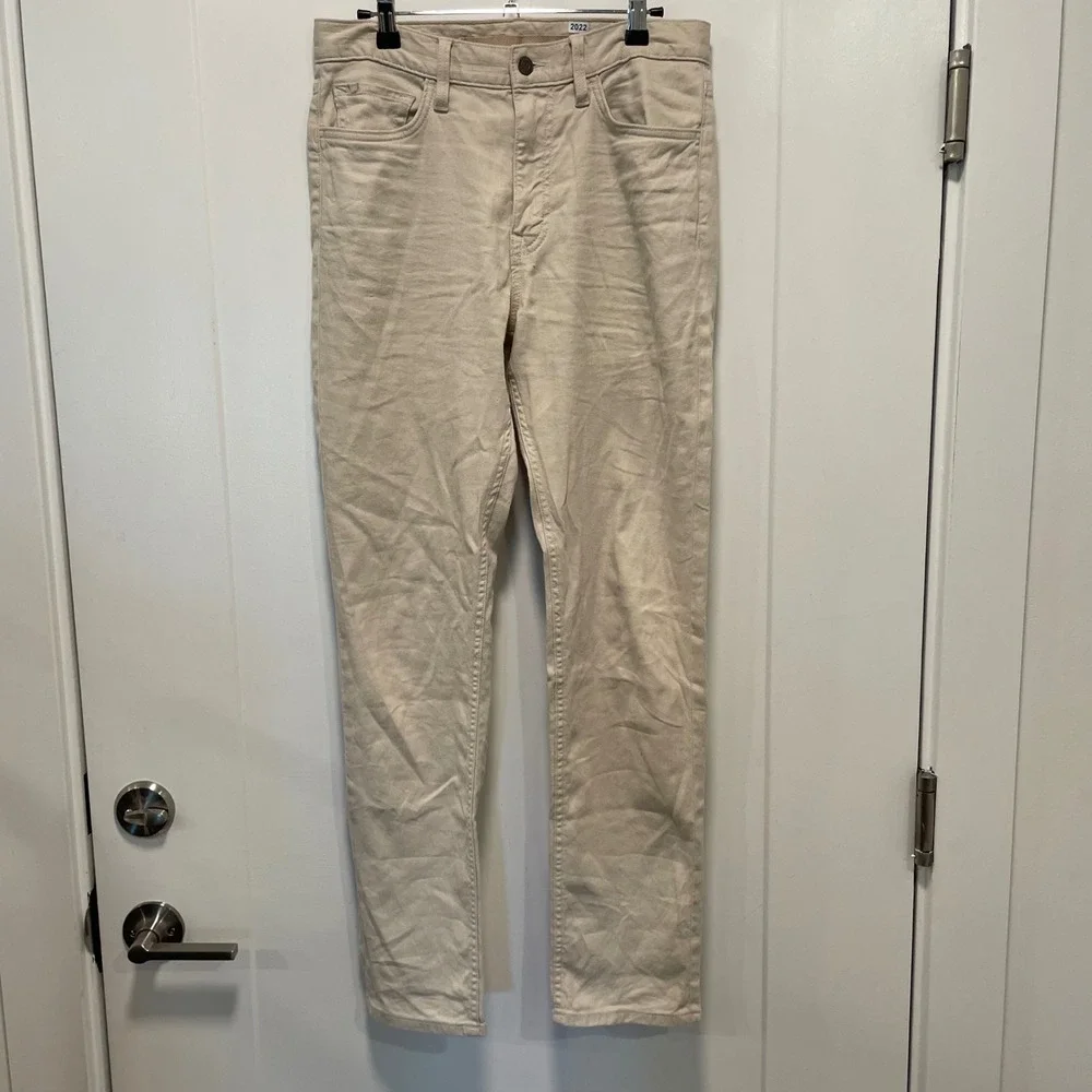 Banana Republic Mens Oatmeal Beige Linen Blend Slim Straight Pants 30x29